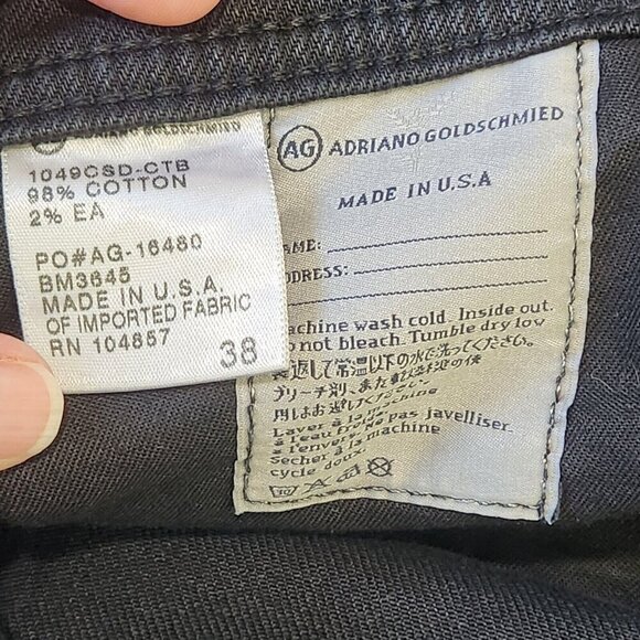 AG Adriano Goldschmied Protégé 38 Black Straight Leg Stretch Denim 38x32 Classic - Picture 4 of 11